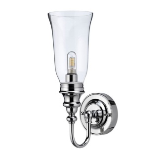 Burlington LED Bathroom Ornate Wall Light & Clear Glass Vase Shade